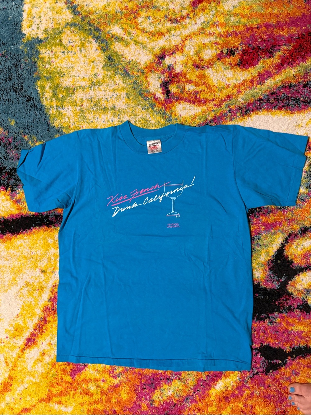 Vintage Blue Graphic Crewneck T-Shirt